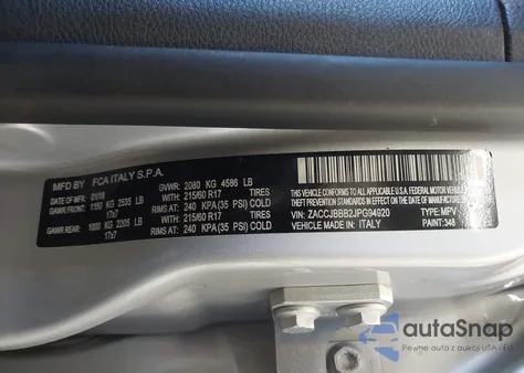 2018 Jeep Renegade Latitude 4X4 из США, поврежденный, VIN ZACCJBBB2JPG94920